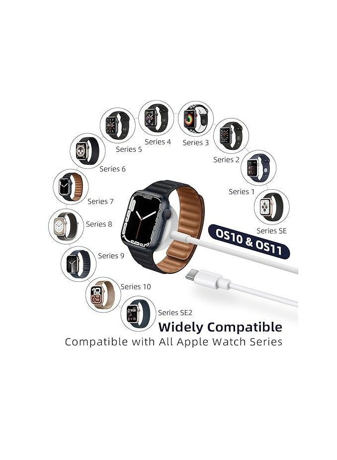 OLYSON Type C 2-in-1 Fast Charging for iPhone&Watch(1.2m)White，Premium Charger Cable，Smart Watch Magnetic Cable For Watch Series 10 9 8 7 6 5 4 3 2 1 SE1 SE2 & iPhone 14/13/12/11 - Image 5