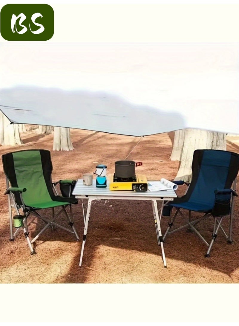 BS Outdoor Portable Folding Camping Chair |Heavy Duty Camping Chair| Supports 450 KG Camping Chairs | Outdoor Armchair | Portable Lawn Chair with High Back Cushion | With Side Storage Pockets, Cup Holder, and Portable Carrying Bag. - Image 4