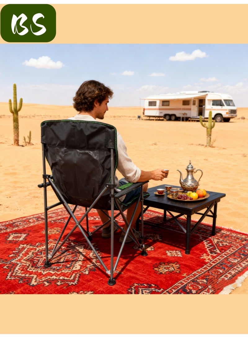 BS Outdoor Portable Folding Camping Chair |Heavy Duty Camping Chair| Supports 450 KG Camping Chairs | Outdoor Armchair | Portable Lawn Chair with High Back Cushion | With Side Storage Pockets, Cup Holder, and Portable Carrying Bag. - Image 5