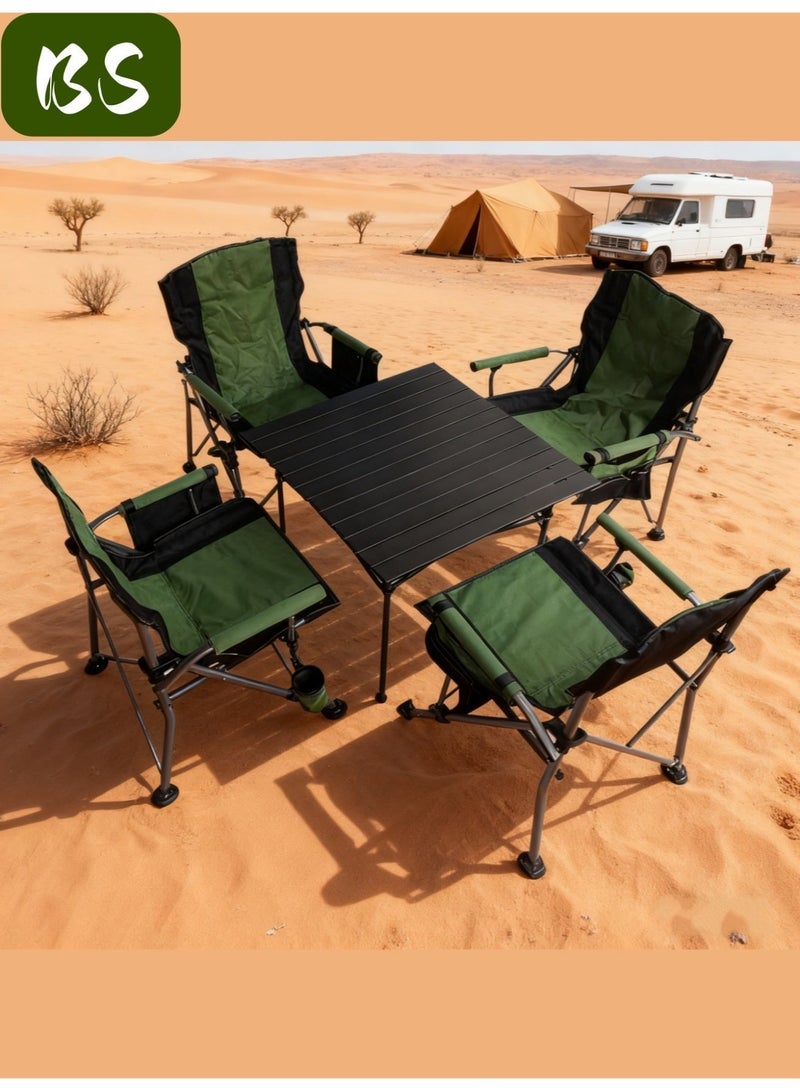 BS （Outdoor Survival Chair）Portable outdoor chair | Folding camping chair | Folding travel chair | Lightweight folding chair | Green folding camping chair with cup holder and padded seat | Beach chair | Picnic chair | Camping accessories | Weight capacity: 440 lbs | High-back lawn chair. - Image 5