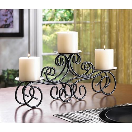 Zingz & Thingz Romantic Collection Candelabra Centerpiece Candle Holder, 17x4x7.75, Tuscan - Image 2
