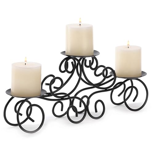 Zingz & Thingz Romantic Collection Candelabra Centerpiece Candle Holder, 17x4x7.75, Tuscan - Image 3