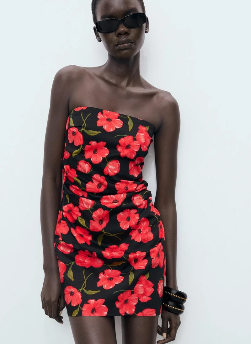 مانجو Strapless floral dress