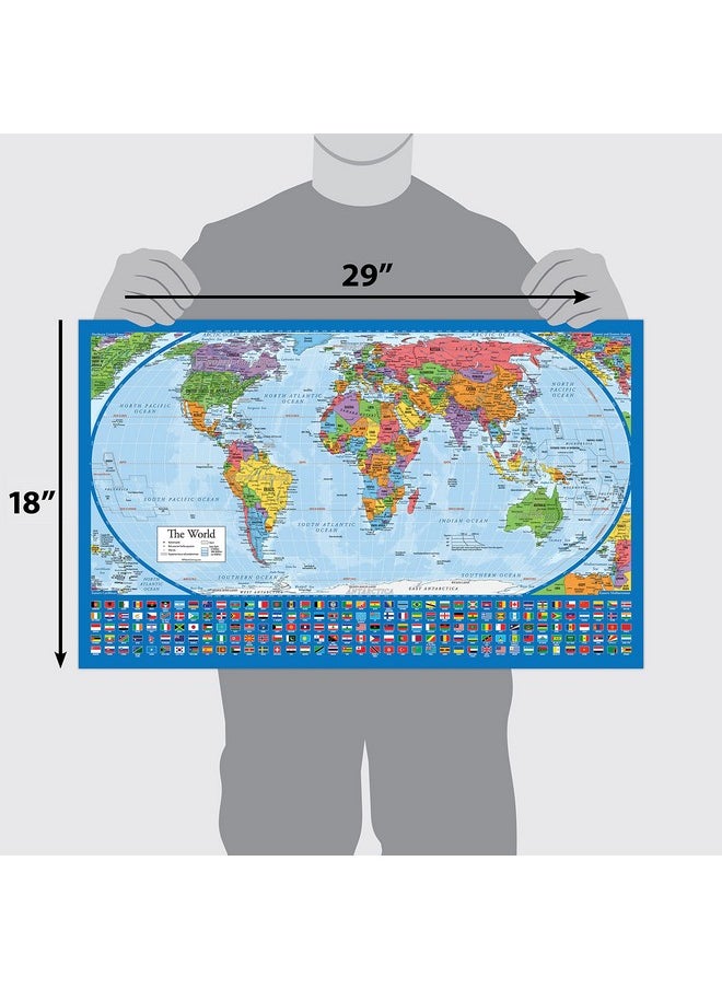 Palace Learning - 2 Pack - Laminated World Map Poster & Usa Map Set - Equal Earth World Map Design Shows Continents At True Relative Size - Us Map 18” X 29” - Image 1