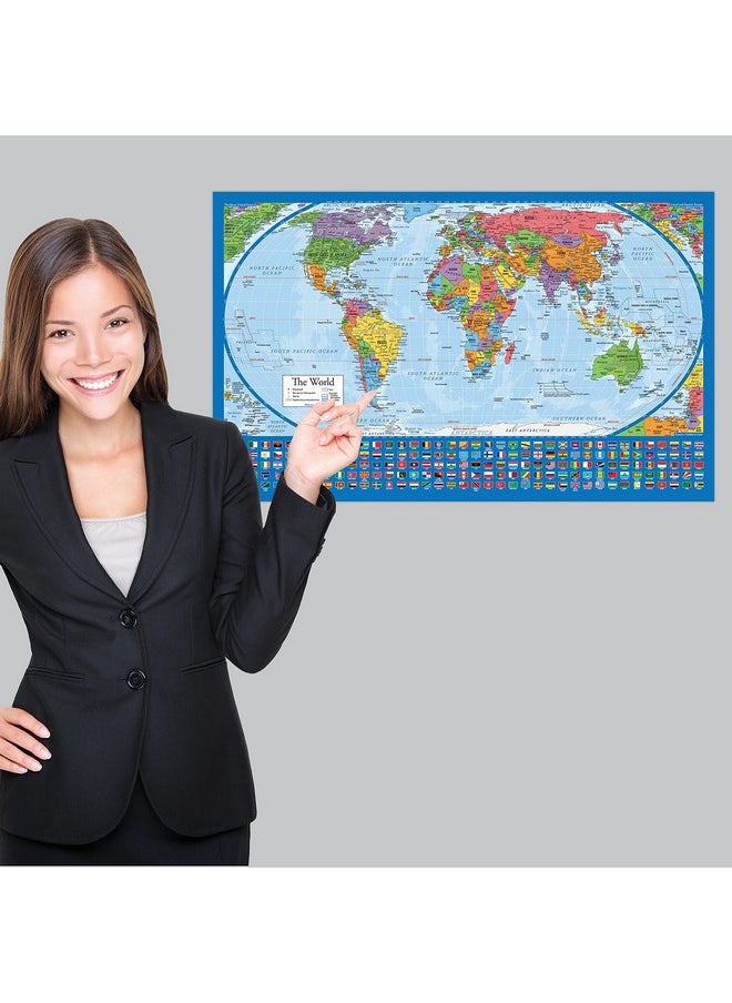 Palace Learning - 2 Pack - Laminated World Map Poster & Usa Map Set - Equal Earth World Map Design Shows Continents At True Relative Size - Us Map 18” X 29” - Image 1