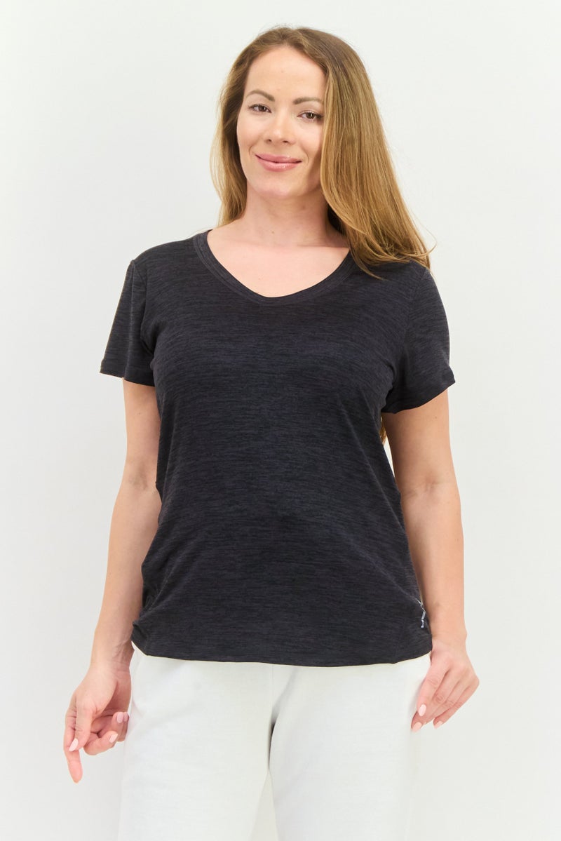 HEAD Women Sportswear Fit Short Sleeves Training Top, Heather Black  - Image 1