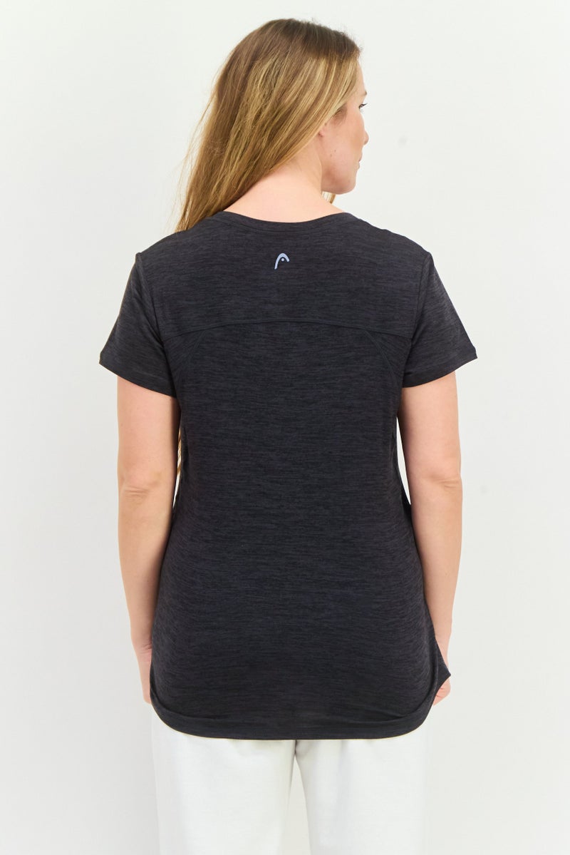 HEAD Women Sportswear Fit Short Sleeves Training Top, Heather Black  - Image 2