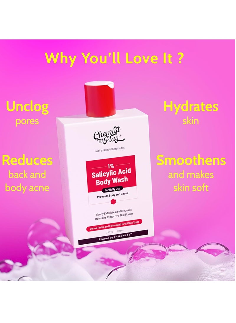 1% Salicylic Acid Body Wash Helps Prevent Back & Body Acne Smoothens Bumpy Texture | For Sweaty Oily Normal And Dry Skin | Paraben And SLS Free Suitable For Men And Women - 236 ml / 16 fl oz - pzsku/Z878134FD7E6BAB89904DZ/45/_/1740409380/a6e0559c-0b10-4753-95ef-23b3ec216953