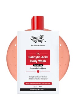 Chemist at Play 1% Salicylic Acid Body Wash Helps Prevent Back & Body Acne Smoothens Bumpy Texture | For Sweaty Oily Normal And Dry Skin | Paraben And SLS Free Suitable For Men And Women - 236 ml / 16 fl oz  - Image 1