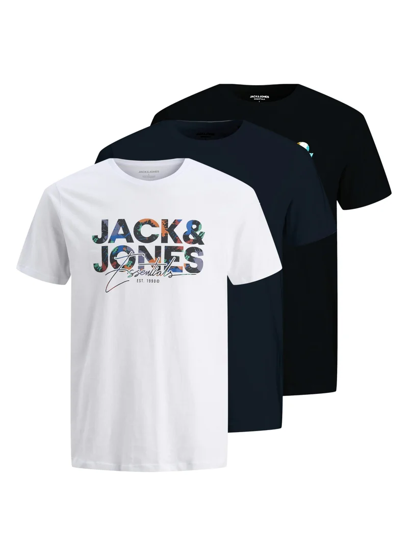 JACK & JONES 3 Pack Logo Regular Fit T-Shirt