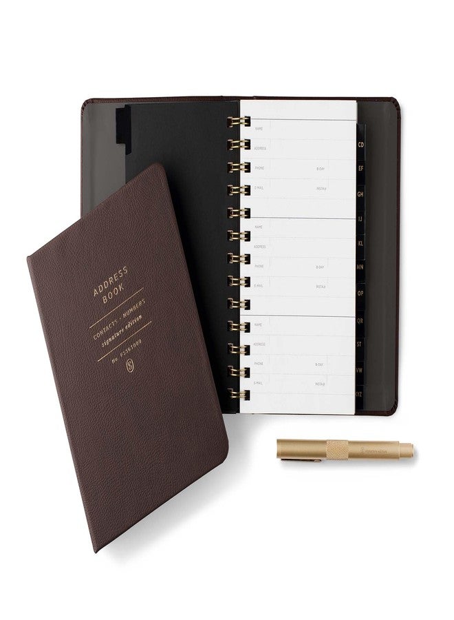 Fringe Studio Small Faux Leather Hardcover Concealed Spiral Address Book W/Interior Pocket & Squared Spine, "STANDARD COCOA" 5.75" w x 7" h, 96 pages, Signature Edition Collection (563FL001FSC) - Image 2