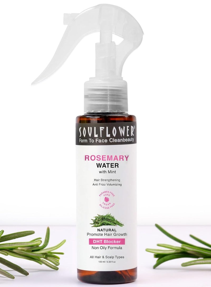 Soulflower Rosemary Water Spray for Hair Growth | Niacinamide & Mint | Hair Regrowth Spray | Instant Shine | Strengthens Hair Roots & Strand | Anti Hair Fall Cooling & Relaxing | All Hair Types 100ml - Image 1
