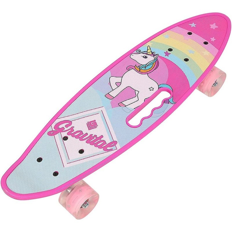 Colorful Mixed Shapes Pink Unicorn Skate Board - 212