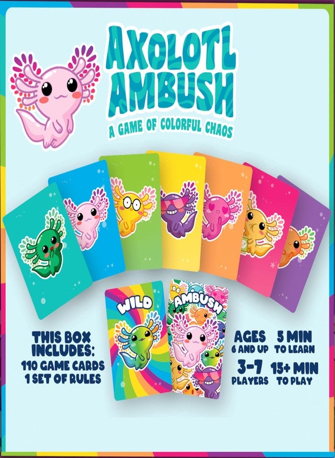AQUARIUS Axolotl Ambush Card Game - Great Family Fun - Ages 6+ - Officially Licensed for Fun - Axolotl Card Game - Merchandise & Collectibles - Image 2