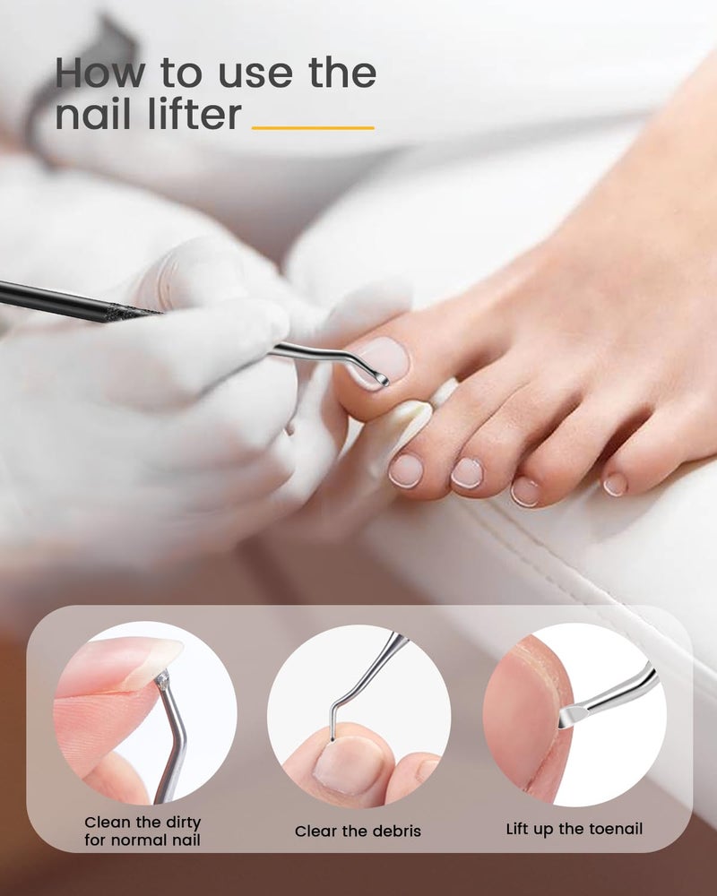 BEZOX Long Metal Nail File, Stainless Steel Fingernail File for Thick and Fungal Nails with Dual-Ended Toenail Lifter â€“ The Ultimate Manicure & Pedicure Tool for Men and Womenâ€™s Nail Care - Black - Image 5