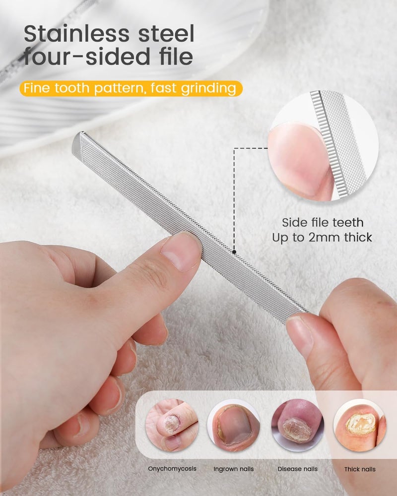 BEZOX Long Metal Nail File, Stainless Steel Fingernail File for Thick and Fungal Nails with Dual-Ended Toenail Lifter â€“ The Ultimate Manicure & Pedicure Tool for Men and Womenâ€™s Nail Care - Black - Image 4