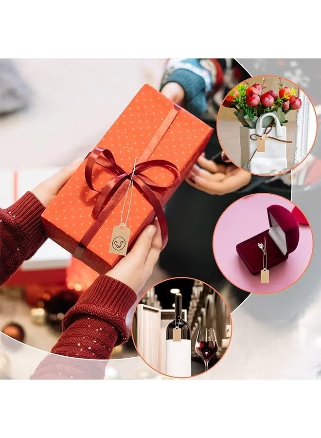 200 Pcs Kraft Price Tags, Writable Blank Marking Labels Display Tags with Elastic Hanging String, 0.87 x 1.38 Inch - Image 2