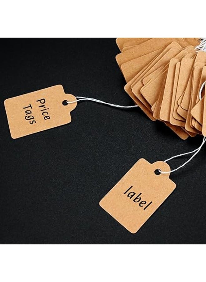 200 Pcs Kraft Price Tags, Writable Blank Marking Labels Display Tags with Elastic Hanging String, 0.87 x 1.38 Inch - Image 3
