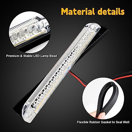 nifeida 8" Clear Lens 18LED Amber Yellow Utility Strip Light Bar Surface Mount for 12V Marine Boat RV Exterior Light Slim Line Pickup Truck Under Hood Lights Grill Marker Lights [Pack of 4] - Image 3