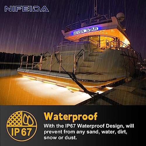 nifeida 8" Clear Lens 18LED Amber Yellow Utility Strip Light Bar Surface Mount for 12V Marine Boat RV Exterior Light Slim Line Pickup Truck Under Hood Lights Grill Marker Lights [Pack of 4] - Image 5