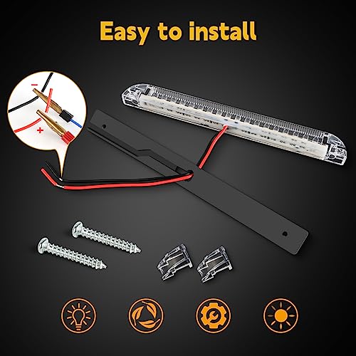 nifeida 8" Clear Lens 18LED Amber Yellow Utility Strip Light Bar Surface Mount for 12V Marine Boat RV Exterior Light Slim Line Pickup Truck Under Hood Lights Grill Marker Lights [Pack of 4] - Image 4
