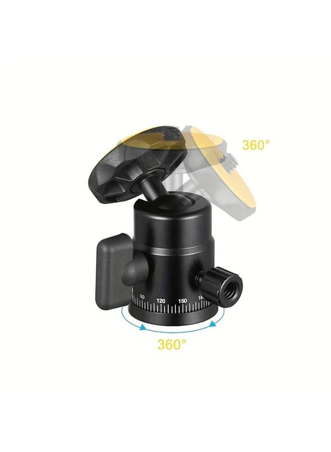Black And Yellow Mini Ball Head Tripod With 360 Panoramic Rotation 1 4 Inch Screw Cold Shoe Adapter - Image 5