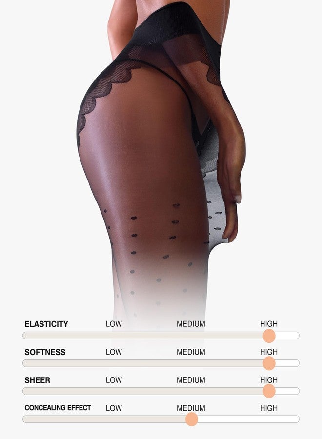 جوارب شفافة من بوبيلوش للنساء، مقاس 30D، لون أسود منقط، جوارب ضاغطة، جوارب نايلون نسائية - Image 4