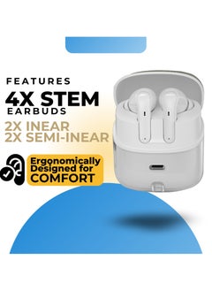 GRABIT GTUNES-GROOVE  True Wireless Earbuds – Best for Couples Smart Twin Design & Clear Sound. GTUNES-GROOVE True Wireless Earbuds with Bluetooth 5.4 offer In-ear + Semi in-ear design for a perfect fit. The 600mAh battery provides 6-hour playtime per charge, with 4 full recharges. Enjoy Enhanced Transparency Mode, quad-mic clarity, and 13mm drivers for rich sound. Smart touch controls and digital battery display add convenience. Type-C fast charging, compatible with iPhone, Samsung, OnePlus, Xiaomi, Huawei, Google Pixel, iPads, MacBooks, and more..  - Image 3