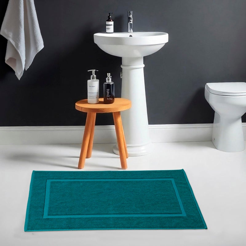 HILLFAIR-900 GSM-100% Ringspun Cotton Floor Towels mat- Hotel-Spa Tub-Shower Bathroom Floor mat Towels- 21 x 34 Inch - Terry Cotton Bath Mats, Machine Washable, Absorbent- 2 Peice Towel Set- Teal - Image 4