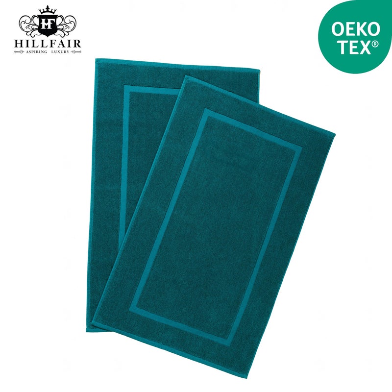 HILLFAIR-900 GSM-100% Ringspun Cotton Floor Towels mat- Hotel-Spa Tub-Shower Bathroom Floor mat Towels- 21 x 34 Inch - Terry Cotton Bath Mats, Machine Washable, Absorbent- 2 Peice Towel Set- Teal - Image 3
