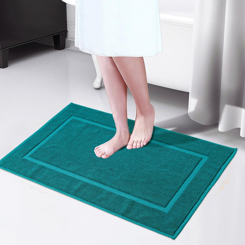 HILLFAIR-900 GSM-100% Ringspun Cotton Floor Towels mat- Hotel-Spa Tub-Shower Bathroom Floor mat Towels- 21 x 34 Inch - Terry Cotton Bath Mats, Machine Washable, Absorbent- 2 Peice Towel Set- Teal - Image 5