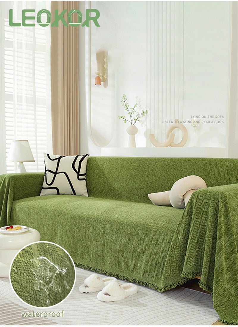 LEOKOR 3 Seat Oversized Chenille Durable Sofa Cover Soft Four Seasons Universal Sofa Cover All-Inclusive Sofa Cover Furniture Cover 180*300 CM  - Image 1
