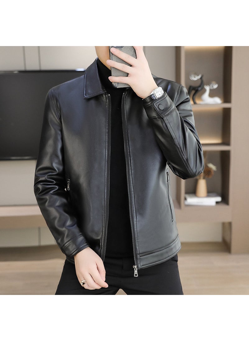 Mens Motorcycle Leather Jacket 2021 Autumn Winter New Style Korean Version Thickened Casual Leather Coat Youth Warm Top Black - pzsku/Z87818CEC3D4D3C959740Z/45/_/1741688180/c75418b9-cb9c-410e-b931-52769a729033