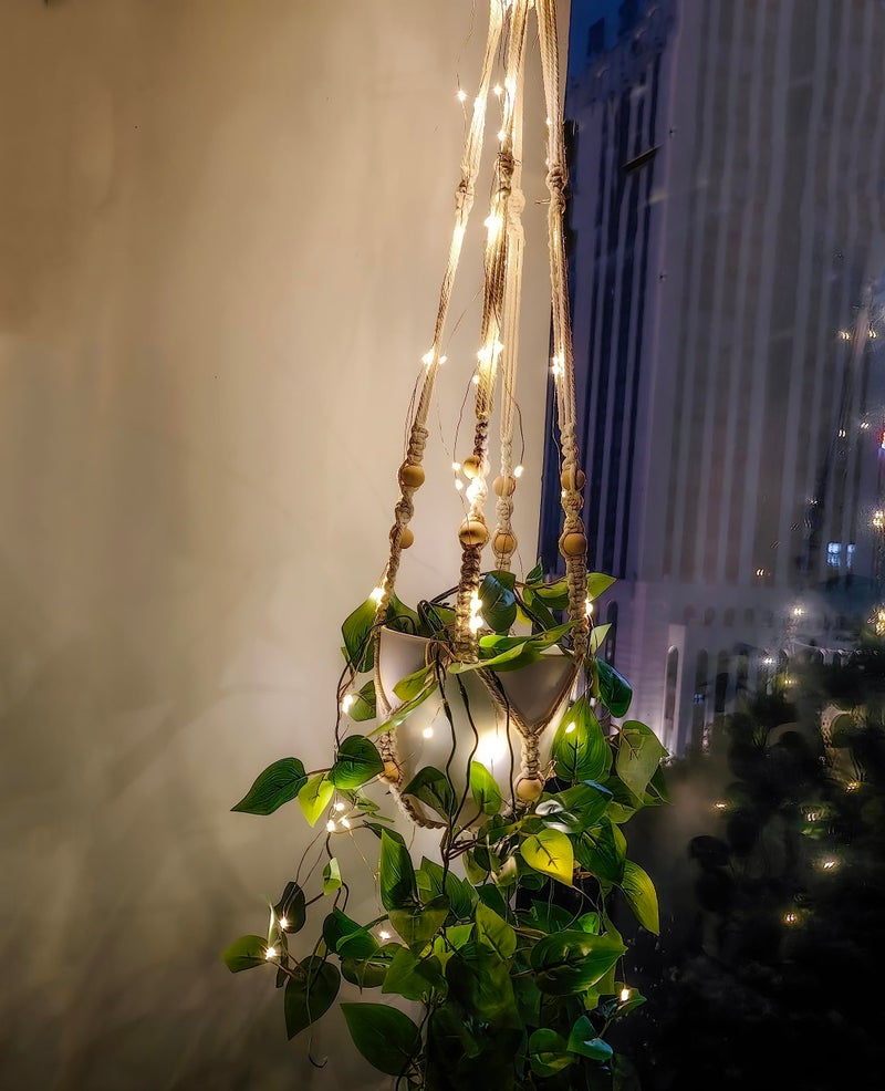 Comtelek 2 Packs Fake Hanging Plant with Pots for Home Decor Artificial Hanging Basket Plants Macrame Plant Hanger with Faux Vines Greenery for Bedroom Bathroom Room Wall Boho Decor Indoor Outdoor - Image 5