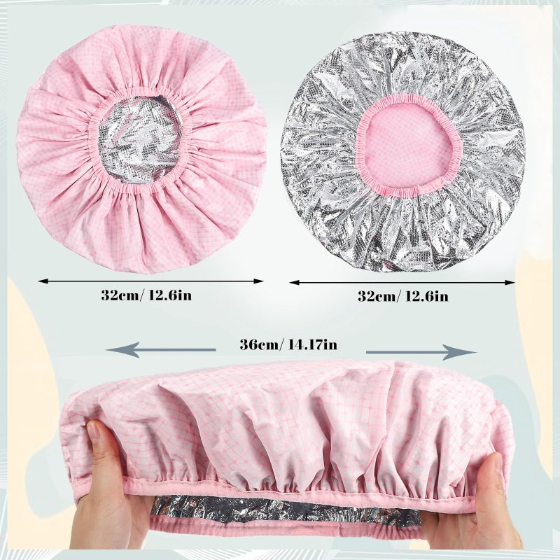 WSICSE 2 Pcs Double Layer Deep Conditioning Cap, Large Heat Cap Shower Cap Steam Cap Processing Caps for Long Thick Hair - Image 2