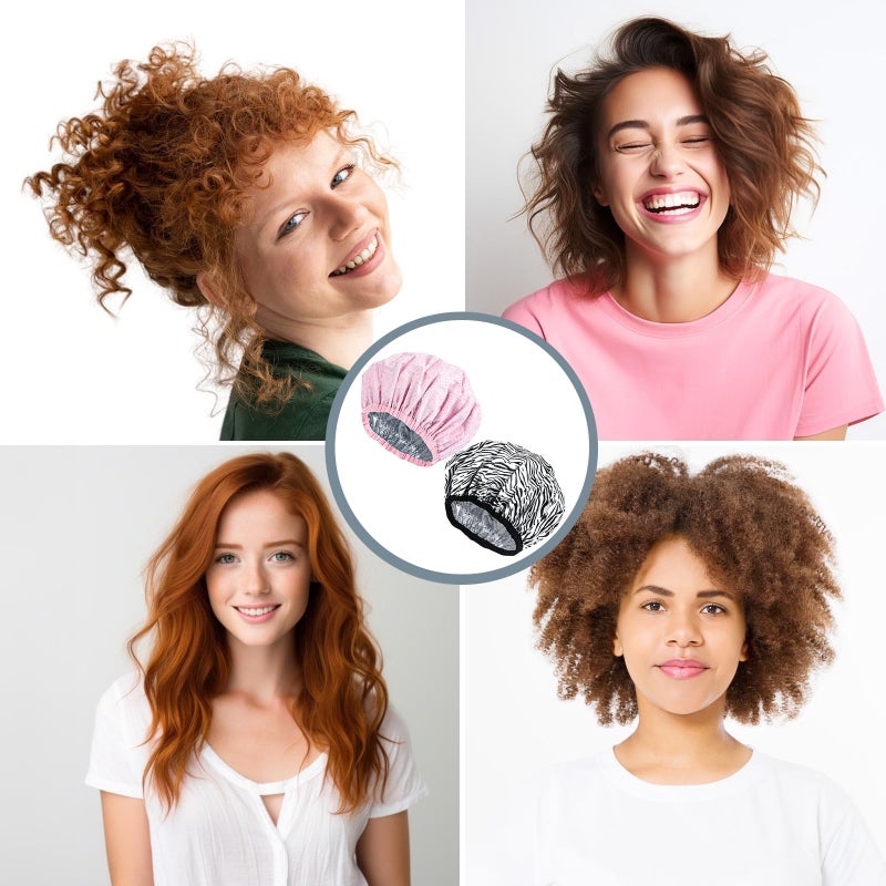 WSICSE 2 Pcs Double Layer Deep Conditioning Cap, Large Heat Cap Shower Cap Steam Cap Processing Caps for Long Thick Hair - Image 5