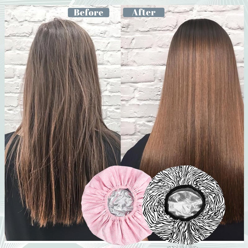 WSICSE 2 Pcs Double Layer Deep Conditioning Cap, Large Heat Cap Shower Cap Steam Cap Processing Caps for Long Thick Hair - Image 4