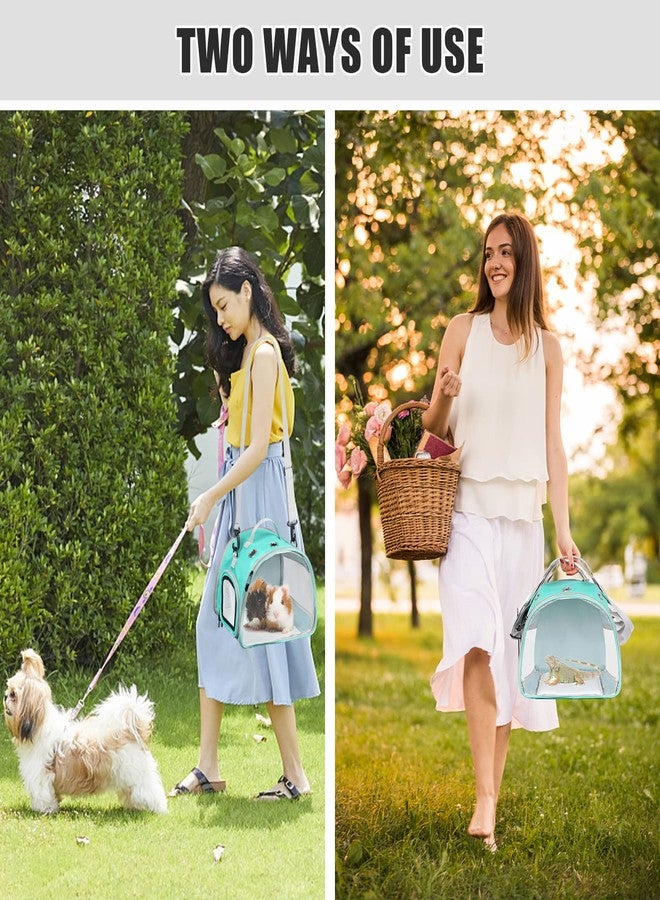 KATOLK Small Animal Carrier Bag, Upgraded Portable Guinea Pig Carriers, Transparent Hamster Carrying Case, Reptile Rat Rabbit Bearded Dragon Hedgehog Carrier Bag for Travel, Hiking, Walking, Outdoor (Green) - Image 5