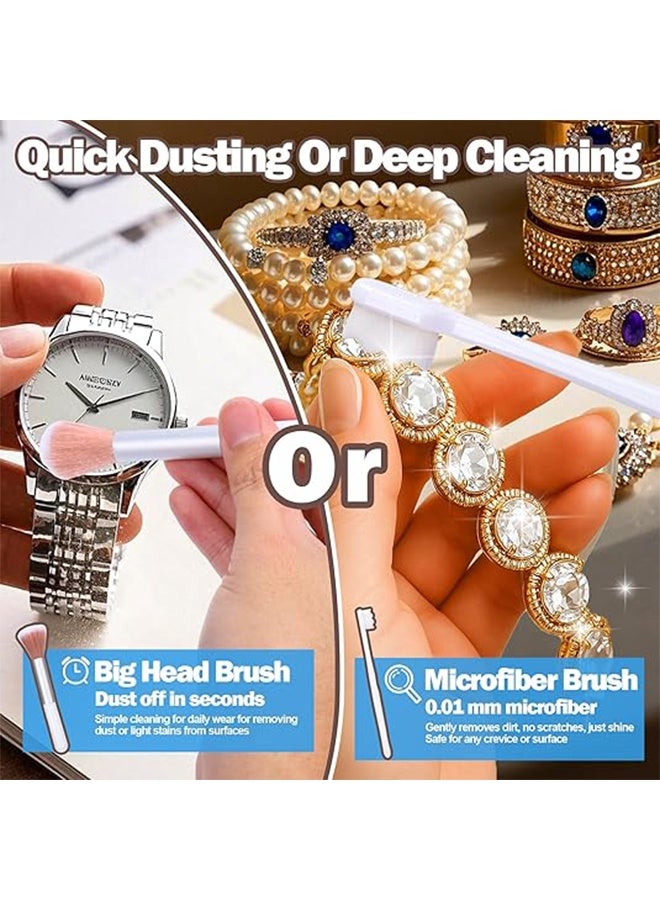 18 Pcs Jewelry Cleaning Kit, Jewelry Cleaner Brush Tool Set-Cleaning Polishing Cloth, Bigu0026Small Hole Brush, Needles and Crevice Brush for All Jewelry, Ring, Gold, Diamond, Earring, Sterling Silver - Image 4