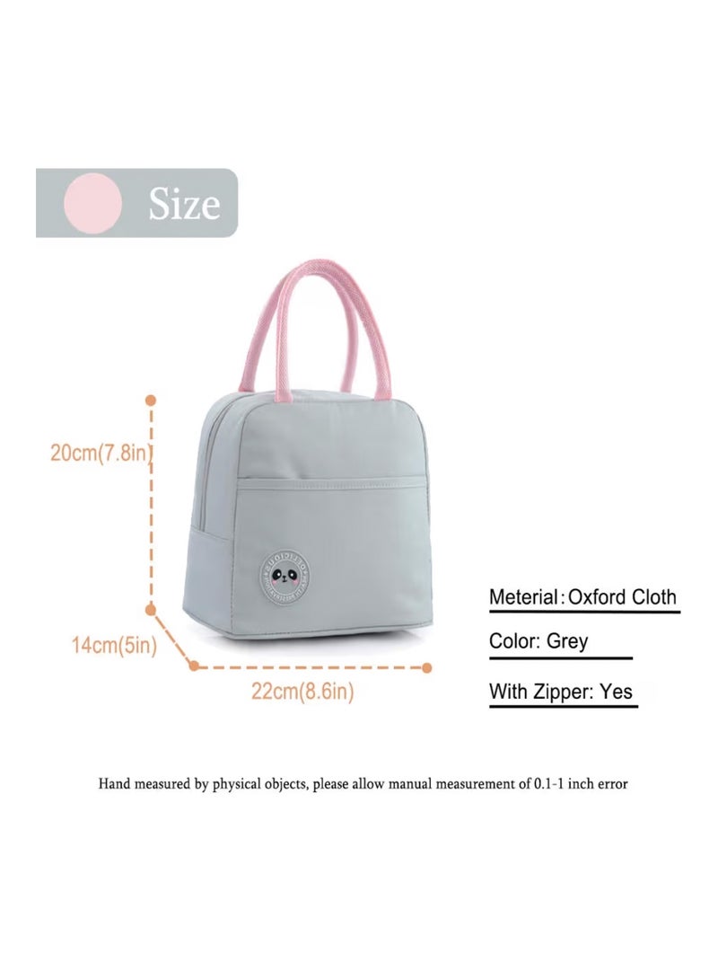 MengCat Lunch Bag Insulated Lunch Bags for Women,Lunch Cool Bag Adults Water-Resistant Thermal Leak-Proof Lunch Organizer for Children Men Work Picnic (Grey) - Image 3