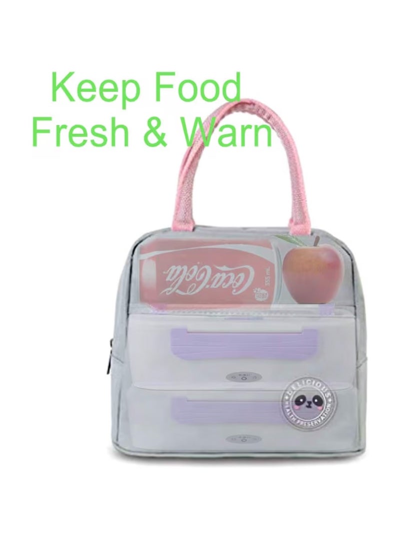 MengCat Lunch Bag Insulated Lunch Bags for Women,Lunch Cool Bag Adults Water-Resistant Thermal Leak-Proof Lunch Organizer for Children Men Work Picnic (Grey) - Image 5