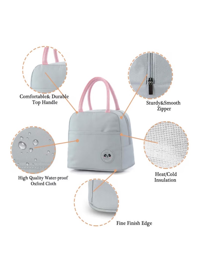 MengCat Lunch Bag Insulated Lunch Bags for Women,Lunch Cool Bag Adults Water-Resistant Thermal Leak-Proof Lunch Organizer for Children Men Work Picnic (Grey) - Image 4