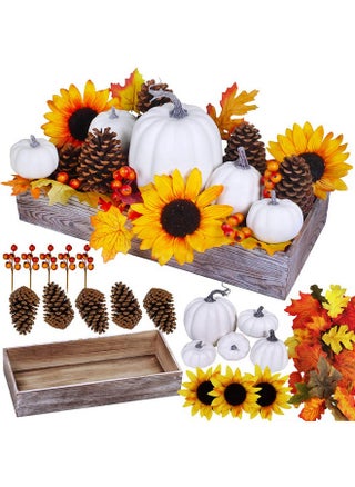Winlyn Bulk Assorted Artificial White Pumpkins Fall Centerpiece Artificial Maple Leaves in Rectangle Whitewashed Wooden Box Fall Thanksgiving Table Decoration - pzsku/Z8781C3DE9DCB2457F2C7Z/45/_/1736571361/81da22a8-5e42-418f-9062-c02c0b23f112
