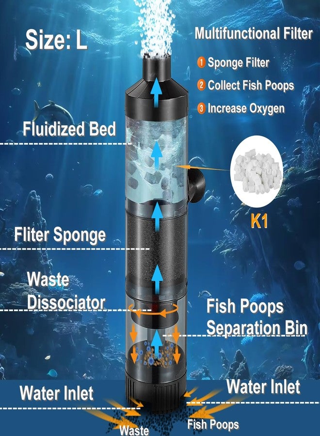 Carefree Fish فلتر فقاعات إسفنجي لحوض السمك من كير فري مع جامع لفضلات الأسماك، هادئ لأحواض الأسماك من 10 إلى 60 جالون للمياه المالحة والعذبة (لا يشمل مضخة الهواء). - Image 2