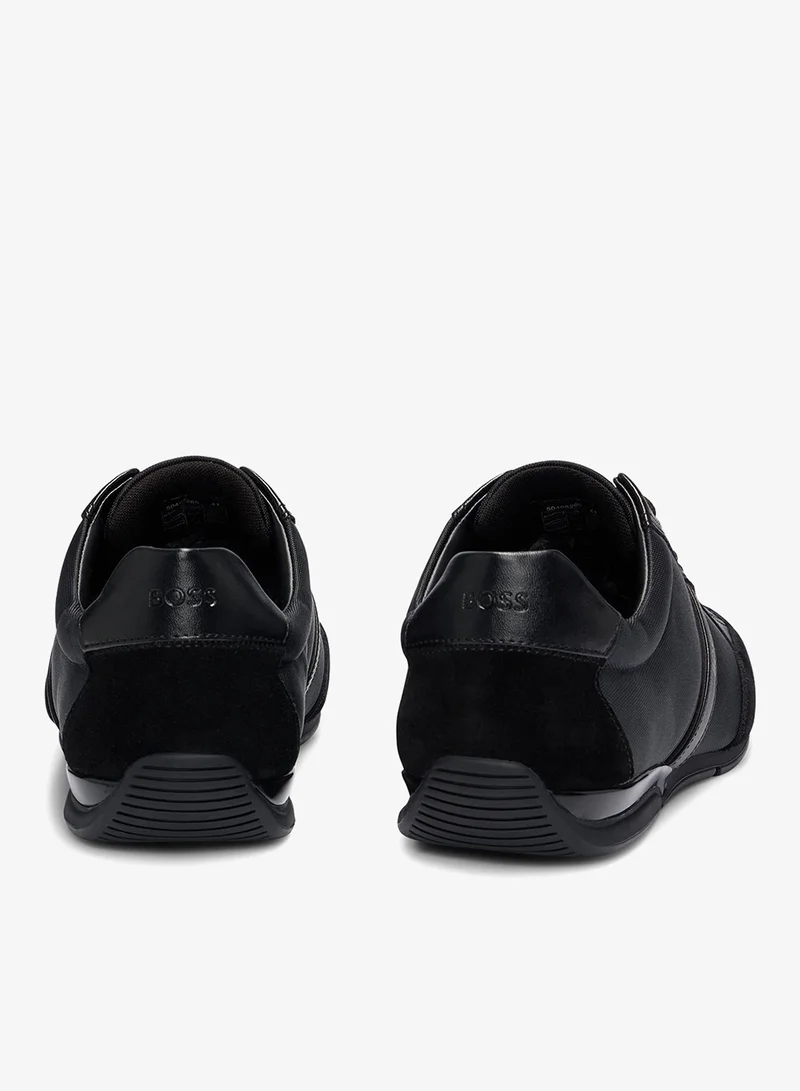 BOSS Mixed-material trainers with suede and faux leather