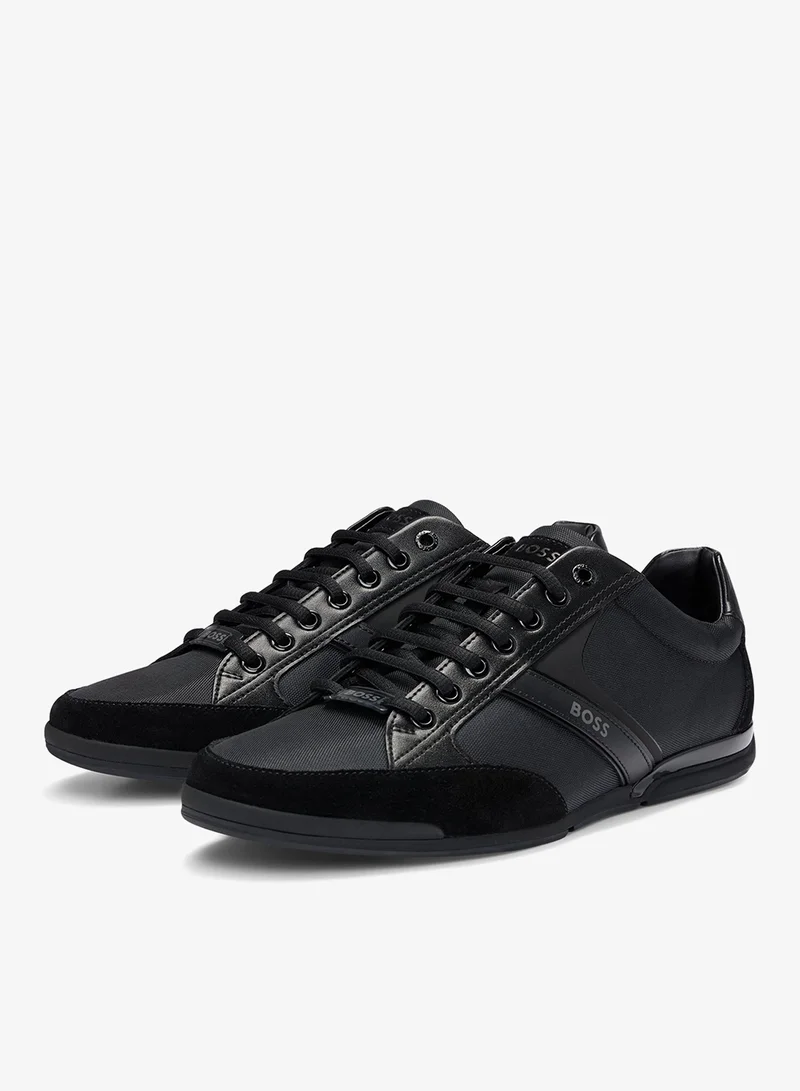 BOSS Mixed-material trainers with suede and faux leather
