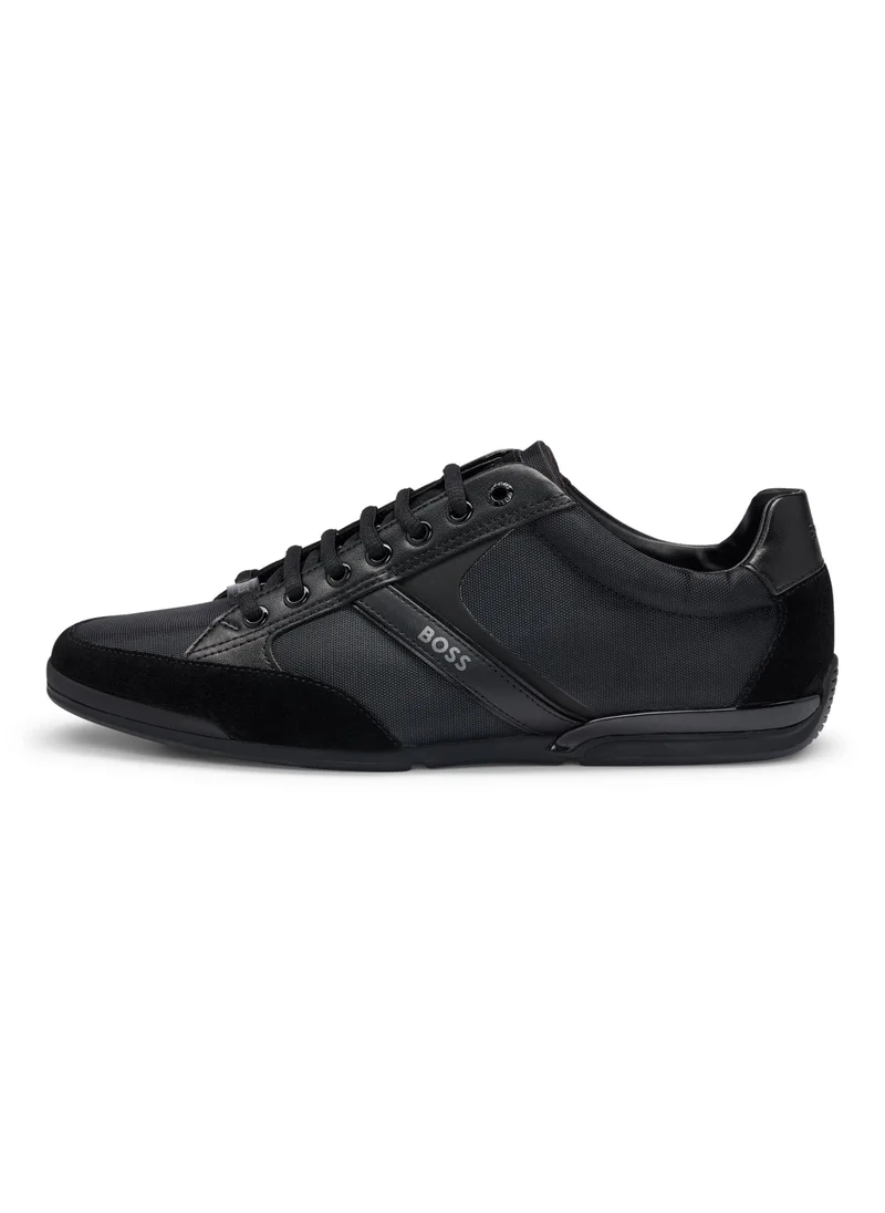 BOSS Mixed-material trainers with suede and faux leather