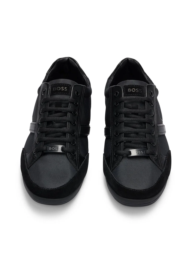 BOSS Mixed-material trainers with suede and faux leather