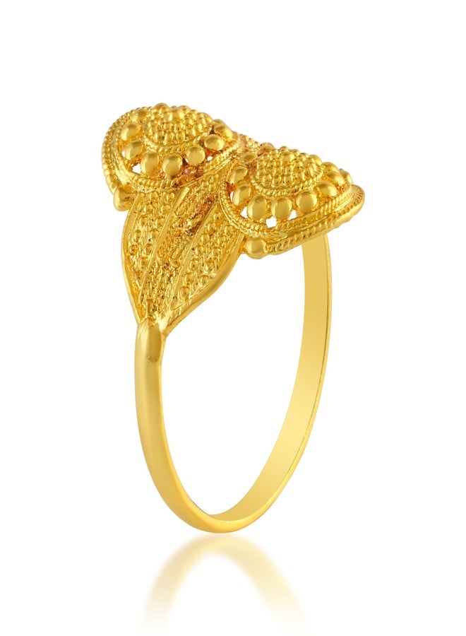 Memoir Brass 24Kt Micron, 1 Gram gold Ethnic jewellery finger ring for Women (ORRM6708) - Image 4