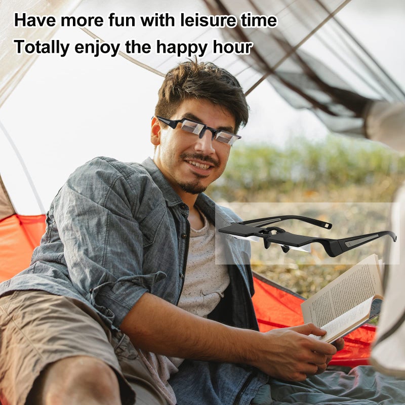 okcsc New Upgraded Reading Glasses Lying Down Bed Light Periscope Glasses for Reading Watching TV Glasses 90°Angle Prism Glasses Release Neck While Watching Reading Playing Mobile Unisex Lazy Glasses - Image 3